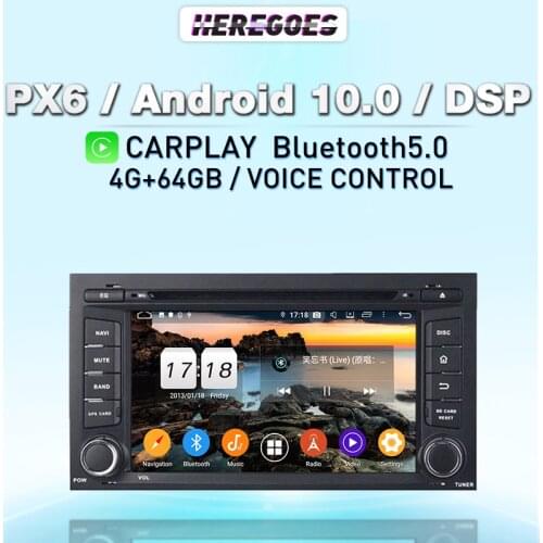 Carplay PX6 Android 10 Car DVD Player Navigation GPS Radio For VW Touareg T5 Multivan Transporter 2005-2009 Seat LEON 2013-2018