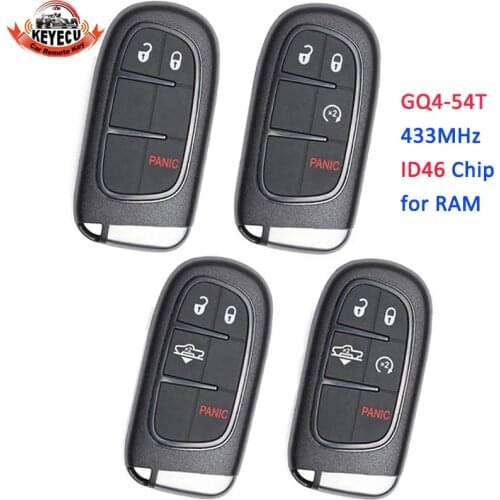KEYECU 5X Replacement Smart Remote Key Fob 433MHz 4A PCF7953M for RAM 1500 2500 3500 2013-2017 ,for Jeep Cherokee 2014-2018