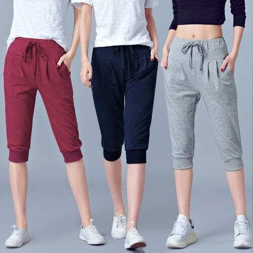High Waist Stretch Pants Women Summer Calf Length Harem Pants Large size 5xl 6XL Casual Trouser Joggers Sweatpants Capri female