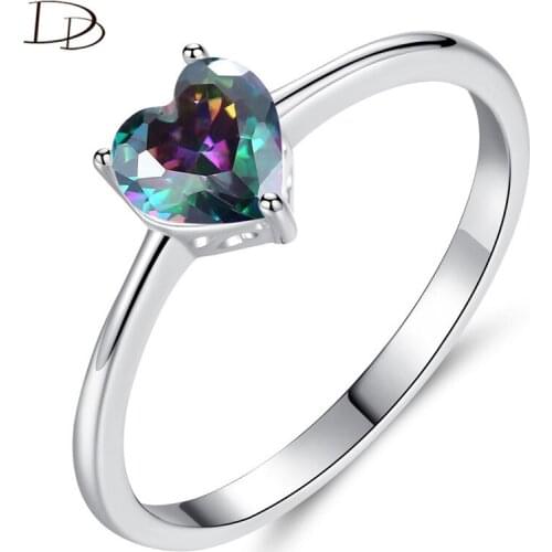 DODO Fashion Heart Shaped Rings Chain Small Colorful AAA Cubic Zirconia Wedding Engagement Rings For Women Jewelry Femme R416
