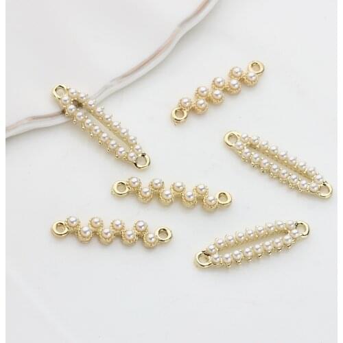 Zinc Alloy Geometric Pearl Double Charms 6pcs/lot For DIY Jewelry Earring Making Accessories