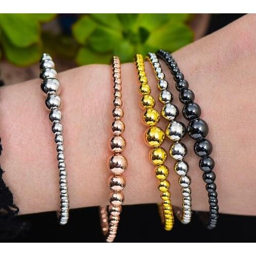 Blachette Personality Fine Rotatable Beads Matched Stackable Bangle Women Man Couple Bracelet for Friends Lover Surprise Gift