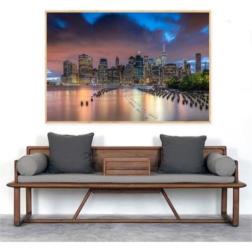 Canvas Painting New York Cityscape Brooklyn Bridge USA Skysrapers Manhattan Wall Pictures for Living Room Decoration Wall Art
