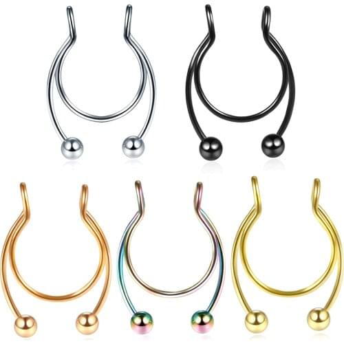 1Pc Punk Fake Nose Ring Hoop Non Piercing 20G Stainless Steel New Nose Clip Fake Septum Piercing Sexy Body Jewelry for Girl Men