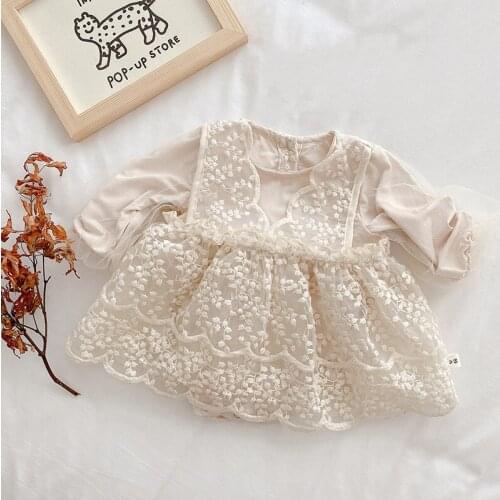 New Princess Toddler Girls Romper Autumn Lace Embroidery Baby Girl Clothes Cotton Baby Bodysuits Spring Tutu Dress Infant Outfit