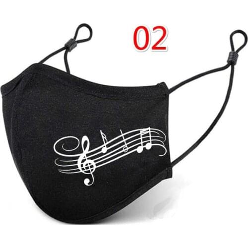 Unisex Reusable Face Mask Music Note Print Cloth Face Mask With Halloween Cosplay Mask Filter Adjustable Mascarilla Mondmasker