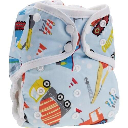3-15kg Baby Reusable Waterproof Printed AIO Cloth Diaper & 2 Pcs Bamboo Insert AIO Baby Nappies Adjustable Cloth Diaper