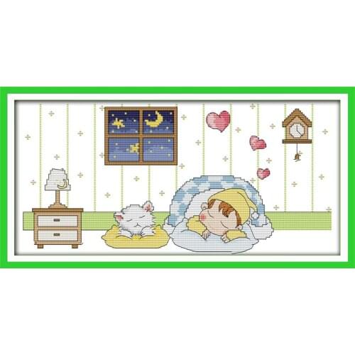 Missing you tonight (1) cross stitch kit cartoon 14ct 11ct count pre print canvas stitching embroidery DIY handmade needlework