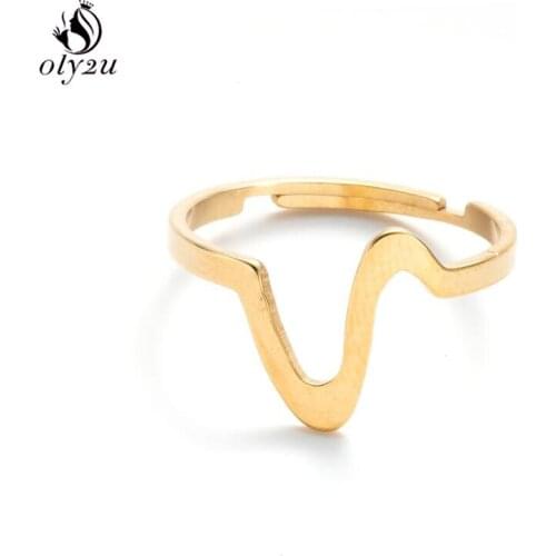 New Fashion Lightning Wave Finger Ring for Women Stainless Steel Jewelry Simple Geometric Beach Summer Rings Adjustable
