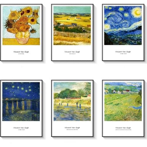 Collection of Van Gogh Works 24 Pics Famous Canvas Painting Posters Prints Wall Art Pictures for Living Room Wall Decor Cuadros