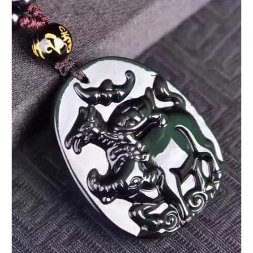 Natural ice color obsidian pendant is a snake buffalo return mascot necklace for men and women o23
