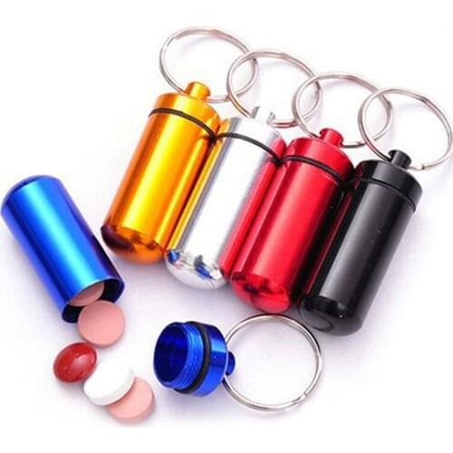 Portable Waterproof Aluminum Pill Box Case Drug Bottle Medicine Holder Container Keychain For Outdoor