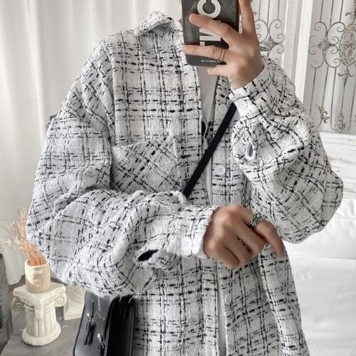 Plaid Casual Shirts For Men Clothing Plaid Harajuku Shirt Men Streetwear Men Shirt Long Sleeve S-2XL 2021 New Arrival