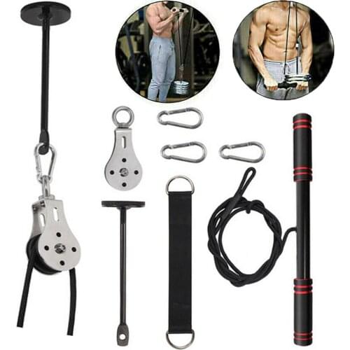 Fitness Pulley Cable System DIY Loading Pin Lifting Triceps Rope Machine Workout Adjustable Length Home Gym Sport Accessories