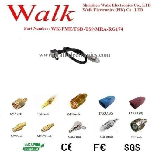 TS9 male angle FME female rg174 cable, TS9 FME cable, ts9 cable adapter, ts9 3g 4g antenna cable