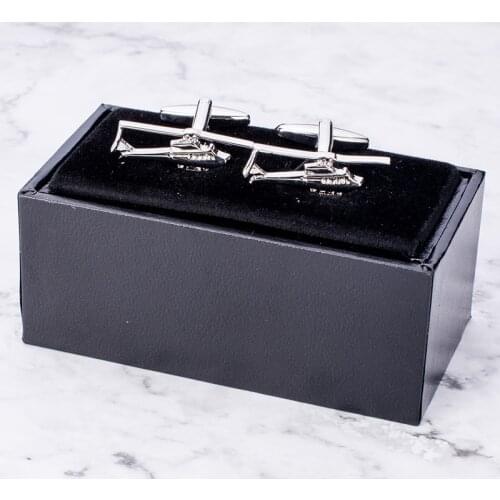 High Quality Helicopter Cufflinks with Box Metal Military Transport Aircraft Cuff Buttons For Mens Business Shirt Christmas Gift