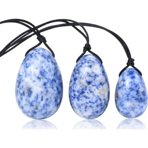 Natural Blue dot Yoni Egg Jade Egg Lady Kegel Fitness Apparatus Vaginal Muscle Tightening Ball Jade Massager Kegel Egg