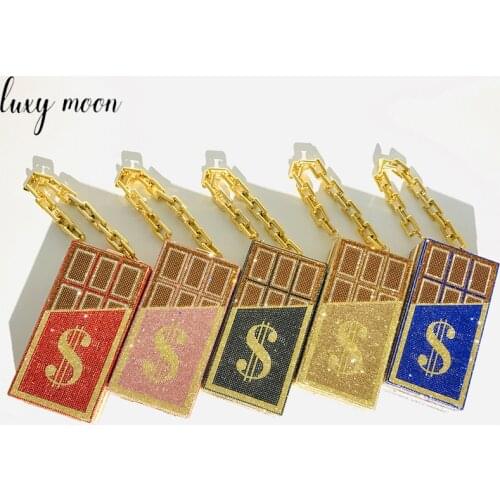 Womens Wedding Chocolate Clutch Purse and Handbag Elegant Luxury Diamond Party Evening Bag Small Chain Shoulder Bag ZD1943