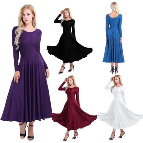 Women Long Sleeve Professional Ballet Dance Long Dress Loose Fit Female Mime Spiritual Dance Liturgical Lyrical Dance Costume
