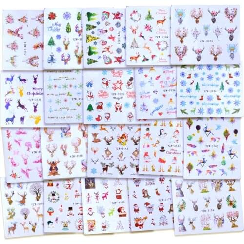 1 Sheet Christmas Pattern for Nail Water Transfer Sticker 3D Halloween Flower Glitter Animal Design Nail Art Transfer Foils