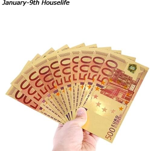 1Pc Colorful EU Commemorative Coins Gold Foil Paper Money Crafts Collection