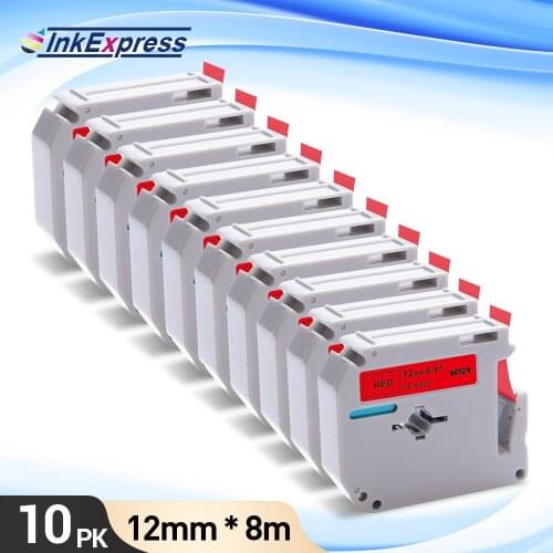10PK 12mm M Tape MK-431 MK431 M-K431 Replace Brother Label Tape MK Ribbon Black on Red for P-Touch Labeler PT55 PT70 PT90 PT85