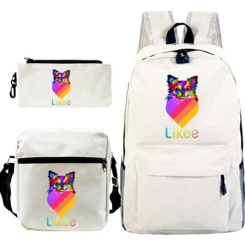 Hot Students LIKEE Backpack 3pcs/set Kids Knapsack Teens Likee App Video Rucksack Girls Boys Cat Schoolbag Back to School Gift