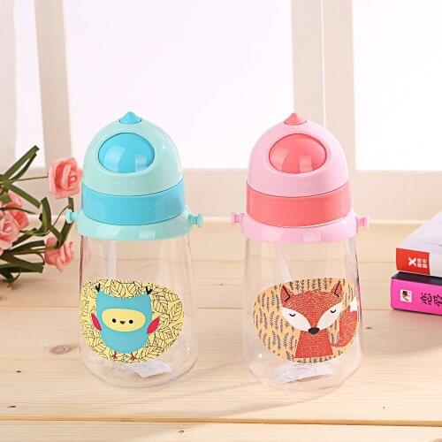 350ML Kids Straw Cup with Sling Child Bottle Sippy Cups Children Learn Drinking Water Straw Training Cup Gift