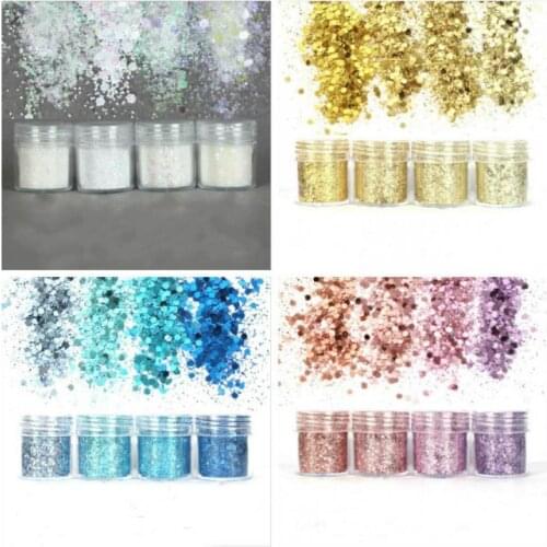 4/5boxes/set Mixed Nail Glitter Powder Sequins Shinning Colorful Nail Flakes 3D DIY Charm Dust For Nail Art Decorations