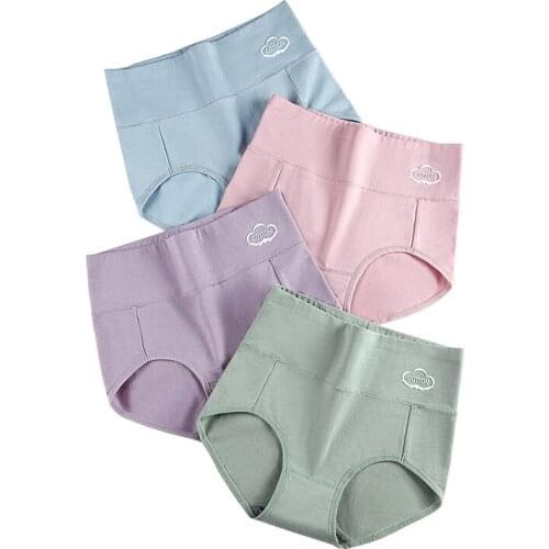 4pcs Plus Size Womens Cotton Panties High Waist Underwear Set Women Plus Size Itimate Lingerie Xxxl Brazilian Female Beautiful