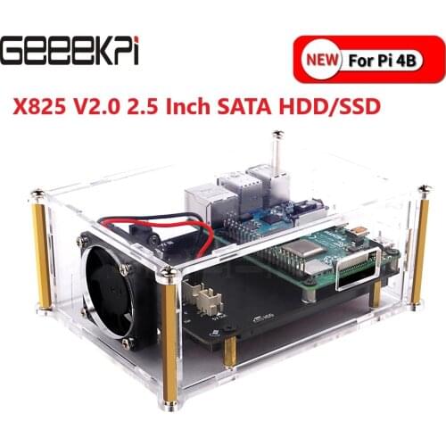 GeeekPi New Version! X825 2.5 Inch SATA HDD/SSD Storage Expansion Board Acrylic Case for Raspberry Pi 4B ( 4 Model B )