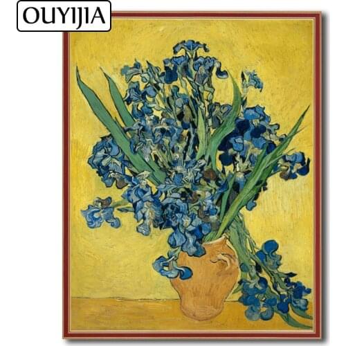 OUYIJIA 5D DIY Diamond Painting Oil Van Gogh Irises Flower Home Decoration Embroidery Diamond Mosaic Rhinestone Art Cross Stitch