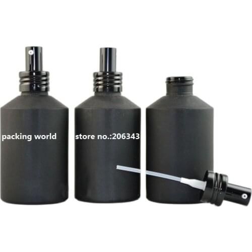 200ml frsoted black glass bottle with aluminum black pump for lotion/emulsion/body lotion cosmetic packing