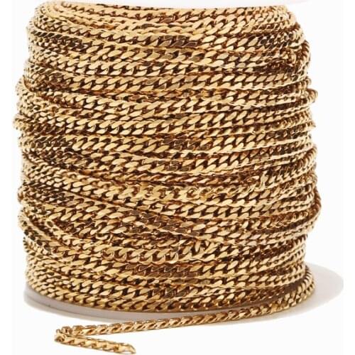 5mm Width Gold/silver tone Stainless Steel Curb Cuban Chains Link chain For DIY Jewelry Making Findings Top Quality