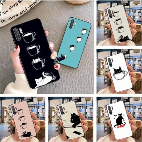 Coffee Cup And Cat Phone Case For Samsung Galaxy Note20 ultra 7 8 9 10 Plus lite Samsung M21 M31S M30S M51