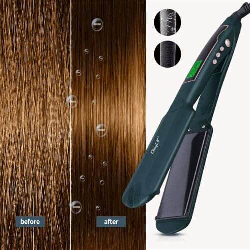 Ckeyin Hair Straightener Tourmaline Ionic Flat Iron Widen Panel Ceramic Heating Plate Lcd Display Fast Heating Salo Styling Tool