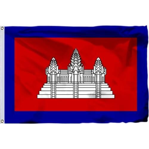 Cambodia Under French Protection Flag 150X90cm (3x5FT) 120g 100D Polyester Double Stitched High Quality Free Shipping