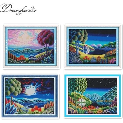 Fantastic scenery cross stitch kit aida 14ct 11ct count printed canvas stitches embroidery DIY handmade needlework