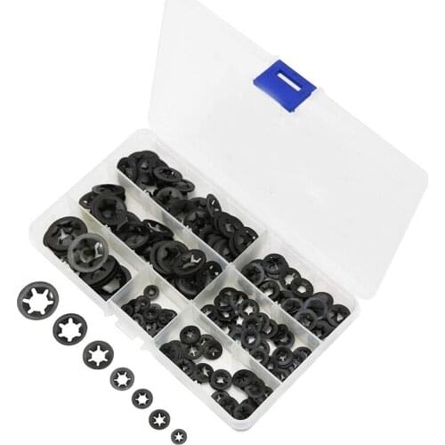 Hot 260Pcs M3 M4 M5 M6 M8 M10 M12 Push-on Locking Washers Star Nut Metal Quick Speed Star Nut Locking Fastener Assorted Kit
