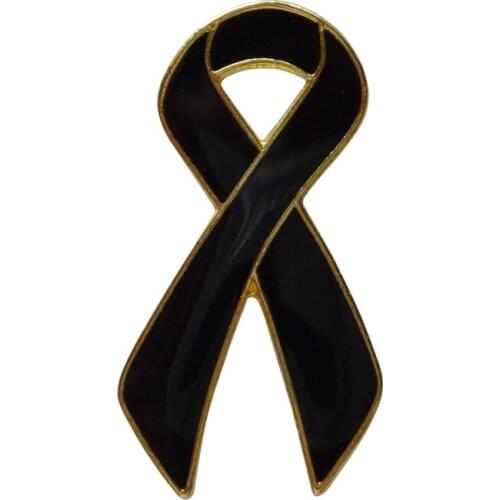 Custom metal black ribbon lapel badges pins-Iron plated brass+Paints+epoxy+butterfly button Free shipping (300pcs/lot)