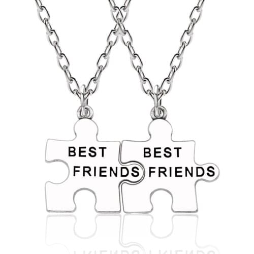 2 Sets Of Best Friend Necklace Stitching Heart-shaped Geometric Pendant Fashion Men And Women Jewelry Valentines Day Gift New