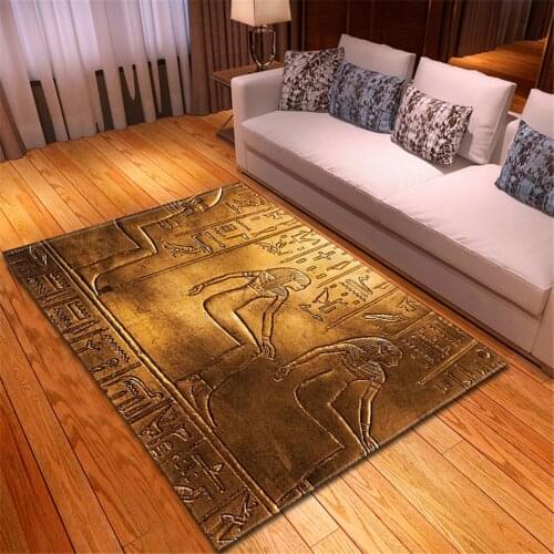 Ancient Egypt Element 3D Printing Carpet Living Room Home Egyptian Decor Water Absorption Bathroom Mat Large Bedside Rugs