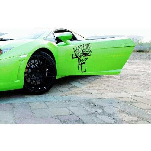 Cross Rose Flower Christian Christ Car Truck Window Laptop Vinyl Decal Sticker