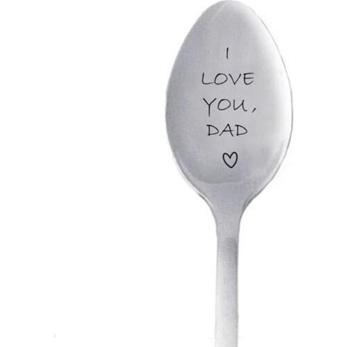 I Love You Dad Engraved Ice Cream Spoon Coffee Blender Kitchen Tool Father Gift