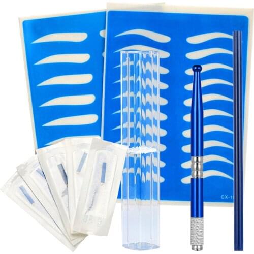 Microblading Permanent Kit, 3D Eyebrow Tattoo Manual Makeup Pen Pencil Kit Practice Skin Needles For Learner Use