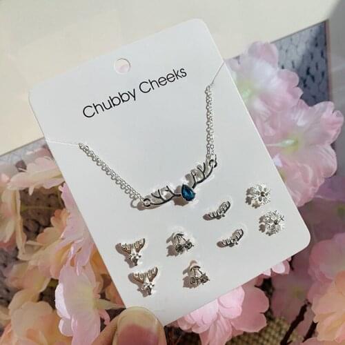 Enthusiasm Fashion Rhinestone Jewelry New Antler Necklace 5 Piece Set Paper Card Set Wild Love Style Women Gift Charm Jewelry