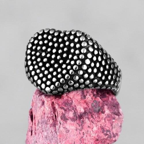 Love Heart Spot Stainless Steel Mens Rings Simple Retro Black Trendy for Male Boyfriend Biker Jewelry Creativity Gift Wholesale