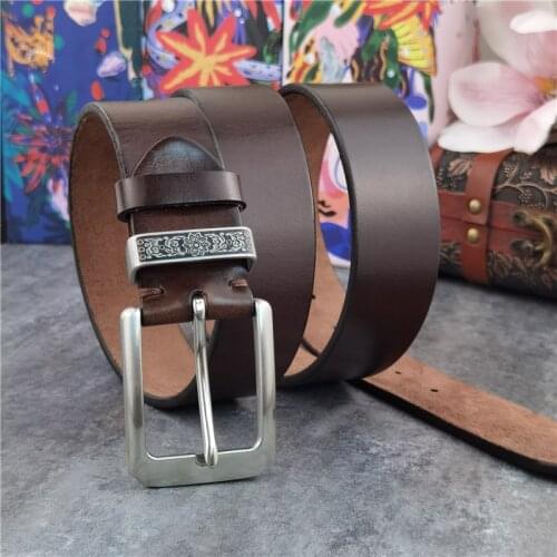 Stainless Steel Belt Buckle Mens Belts Luxury Super Thick Genuine Leather Belt Ceinture Belts Men Leather Waist Belt SBT0011