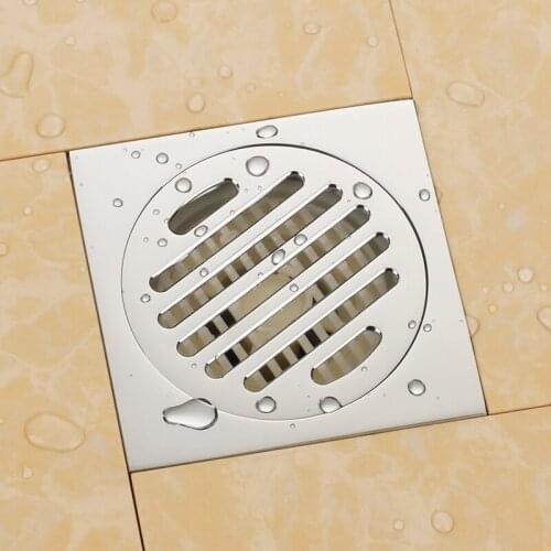 New chrome solid brass 100 x 100mm square anti-odor floor drain bathroom shower drain-M8430
