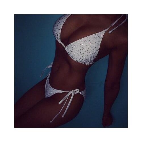 New Fashion Womens Sequence Bikini Set Swimsuit Bra Thong Bathing Suit Swimwear Beachwear